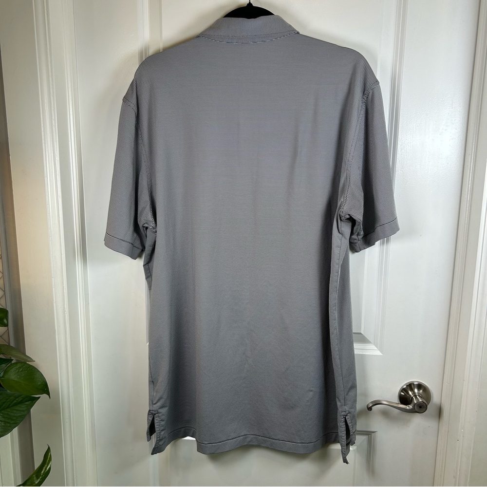 Peter Millar Charcoal Striped Drum Performance Polo Shirt Men’s Size Large - Picture 3 of 11